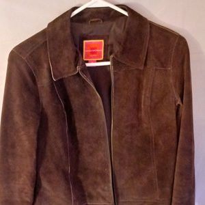 Isaac Mizrahi women's leather brown Medium jacket
